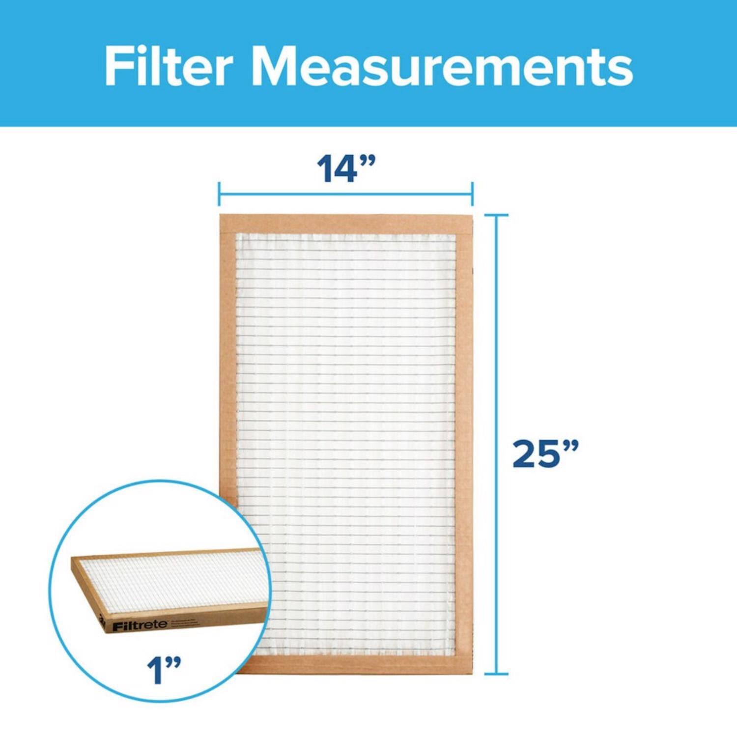 Filter Measurements  
14" x 25"  
Filtrete 1"