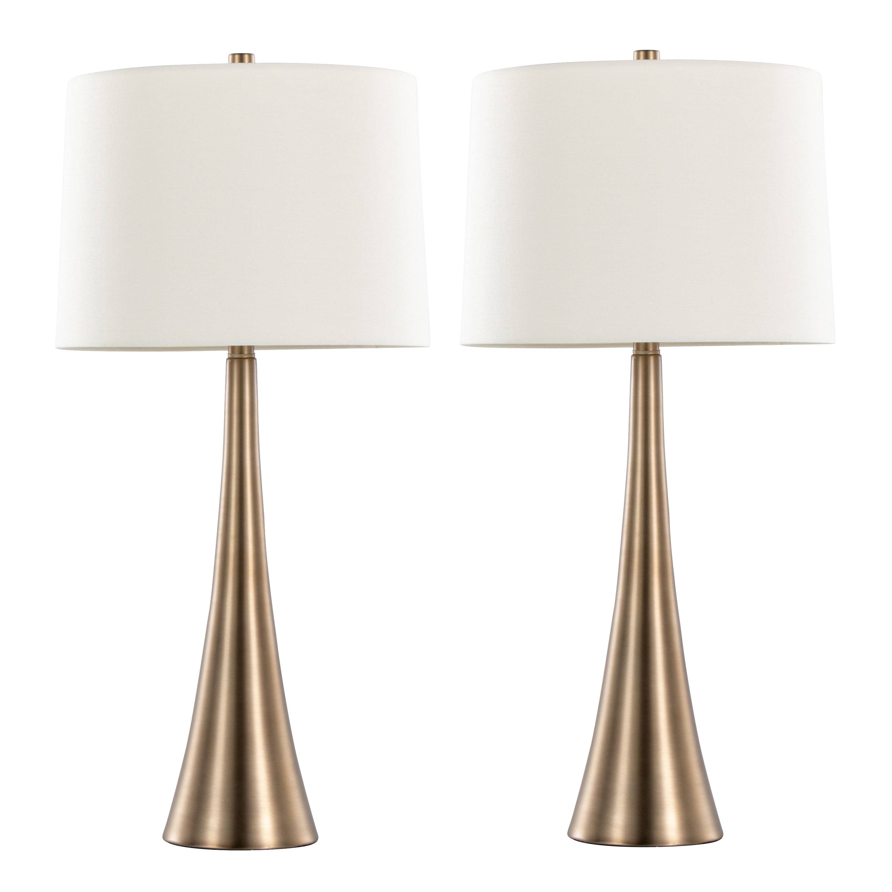 Front. APRILSOUL - Diana 29 in Metal Table Lamp in Matte Golden Bronze with Linen Shade from Grandview Gallery by LumiSource Set of 2 - N/A.