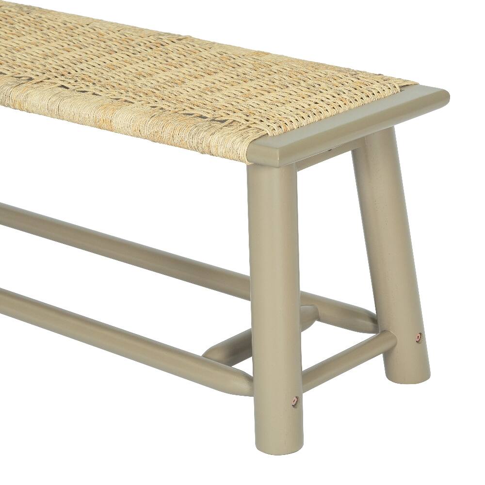 Alt View 2. Ropilly - Ropilly 59 Inch Solid Wood Rattan Bench Farmhouse Modern Indoor Outdoor Entryway Bench Champagne Finish - Champagne.