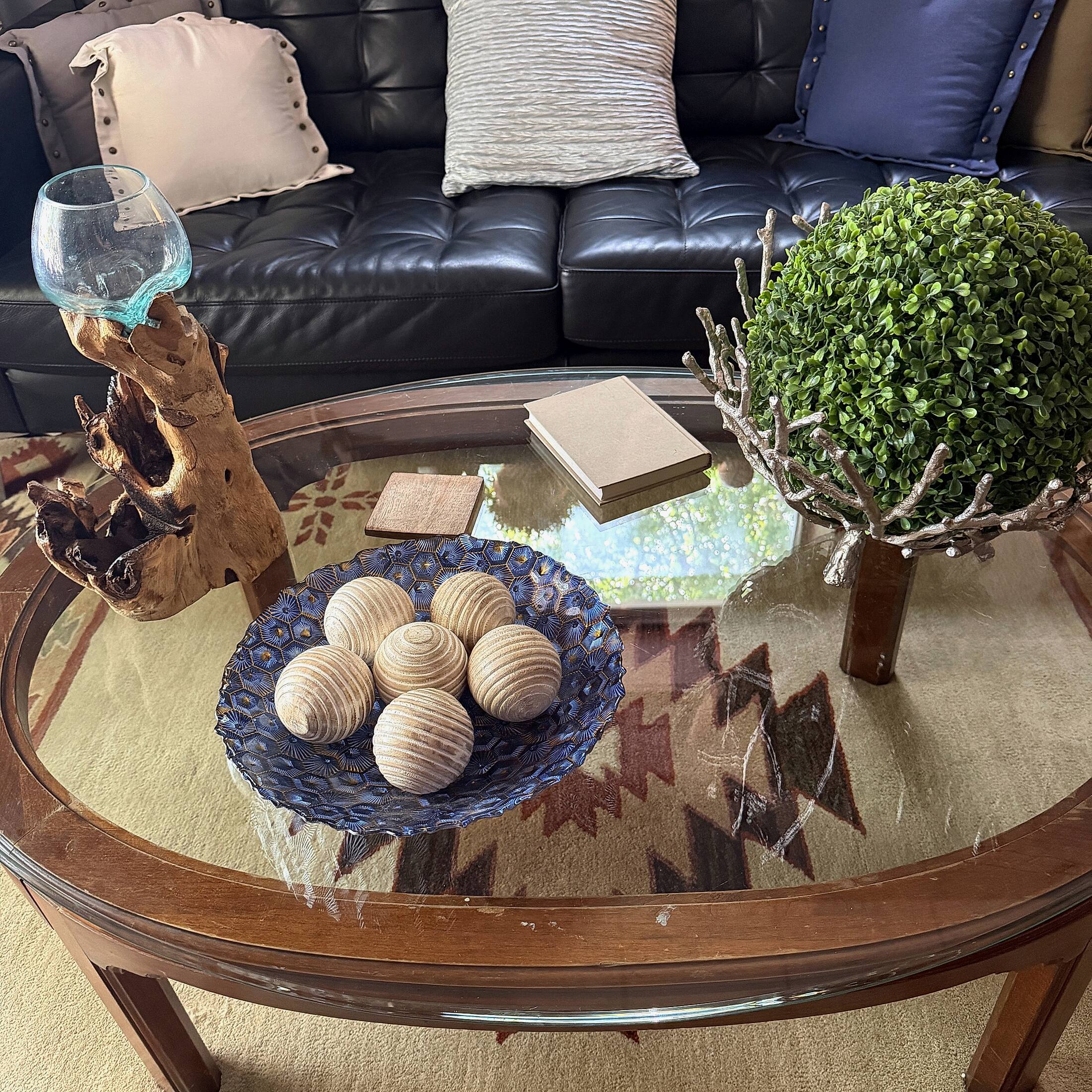 Alt View 7. PD Home & Garden - Set of 6 Whitewashed Wood Decorative Orbs 3 Inch Ridged Striped Bowl Fillers - White.