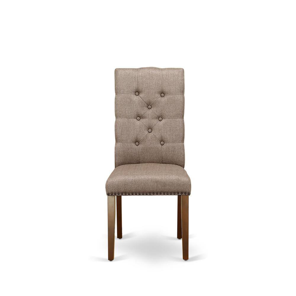 Back. East West Furniture - AMEL3-MAH-16 3 Piece Dining Table Set - 1 Dinner Table and 2 Dark Khaki Upholstered Chairs - Mahogany Finish - Mahogany.