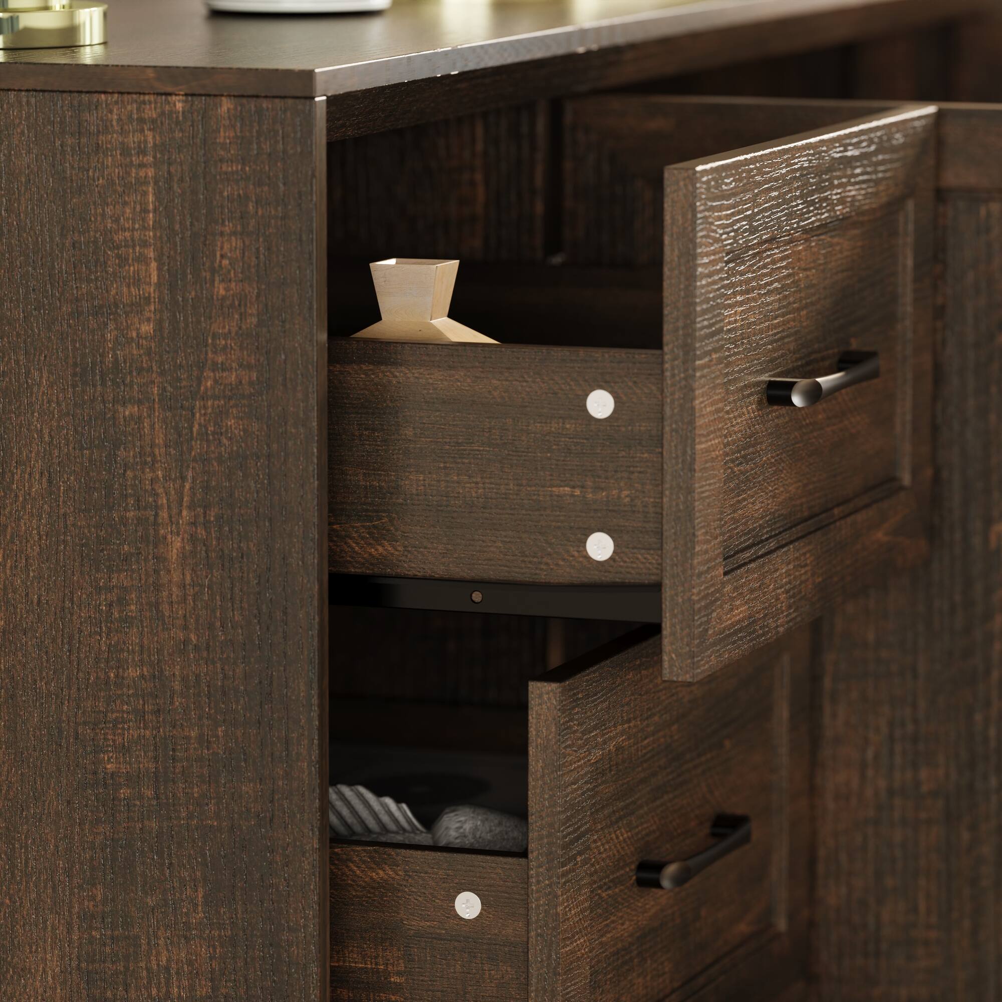 Alt View 6. FUFU & GAGA - Multi-Purpose Modern Display Storage Cabinet for Living Room with Drawers & Shelves Organization Unit - Brown.