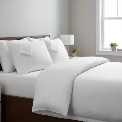 Front. FeelAtHome - 100% Cotton Pillow Protector with Zipper Waterproof Noiseless Pillow Case Covers - 4 Packs - White.