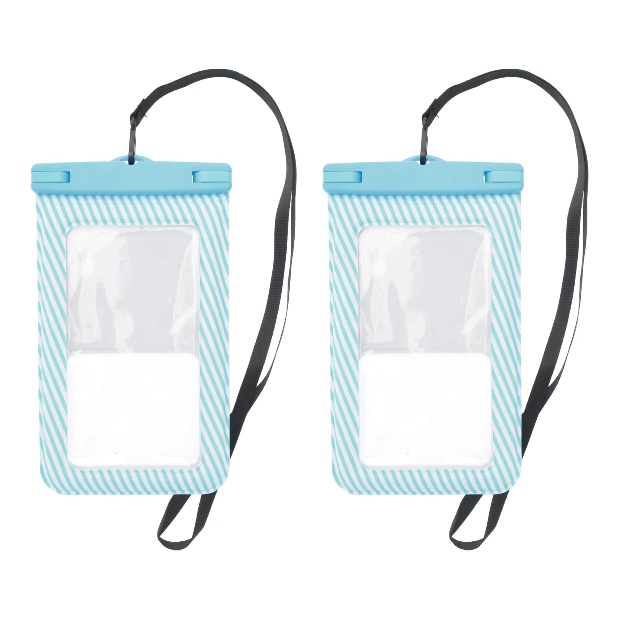 Unique Bargains - 2pcs Full Stripe Mobile Waterproof Bag Universal Waterproof Case Compatible for Phone 5.51"x9.06" - Sky Blue