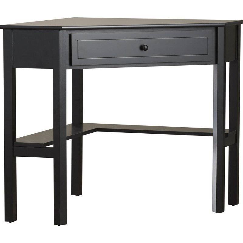 Front. Hivvago - Corner Computer Desk in Black Wood - Black.