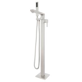 Akicon - 360° Swivel Tub Filler High Flow Freestanding Bathtub Faucet with Handheld Shower - Brushed Nickel