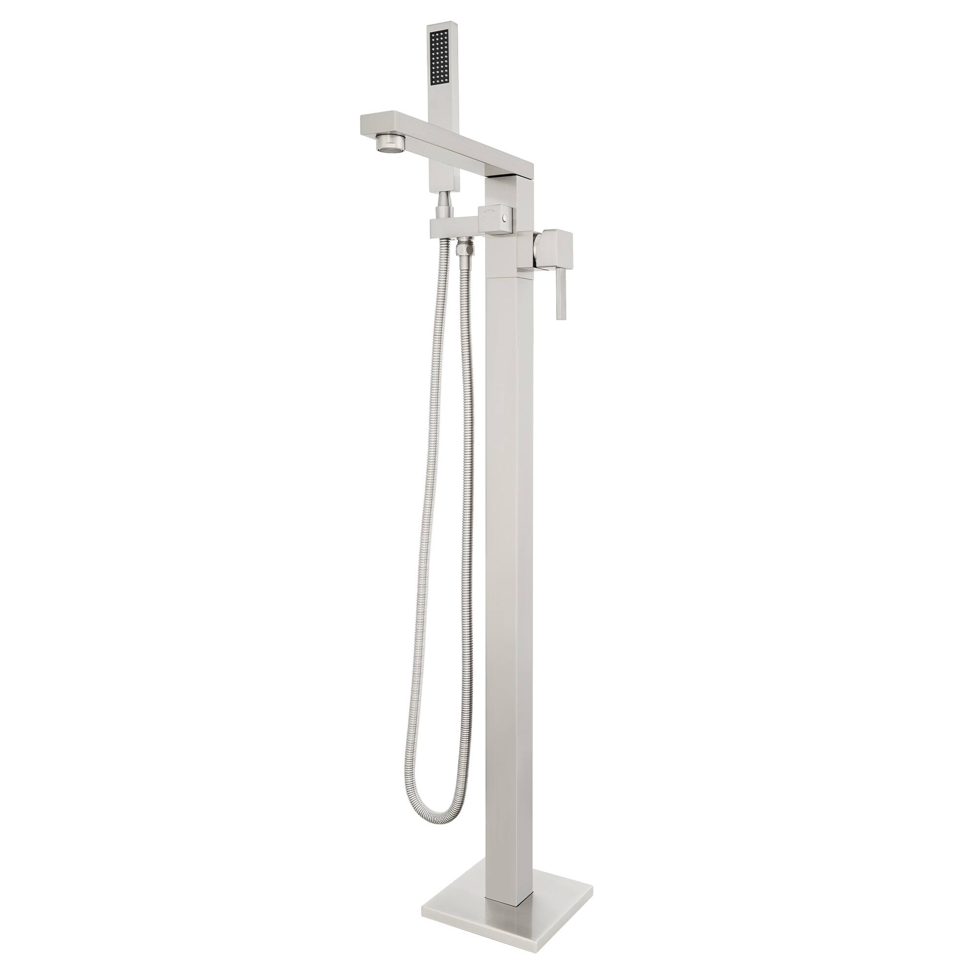 Front. Akicon - Akicon 360° Swivel Tub Filler High Flow Freestanding Bathtub Faucet with Handheld Shower in Brushed Nickel - Brushed Nickel.