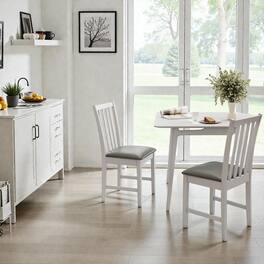Hivvago - Two-Piece Rubber Wood Dining Chair Set with Comfortable Upholstered Seating - White