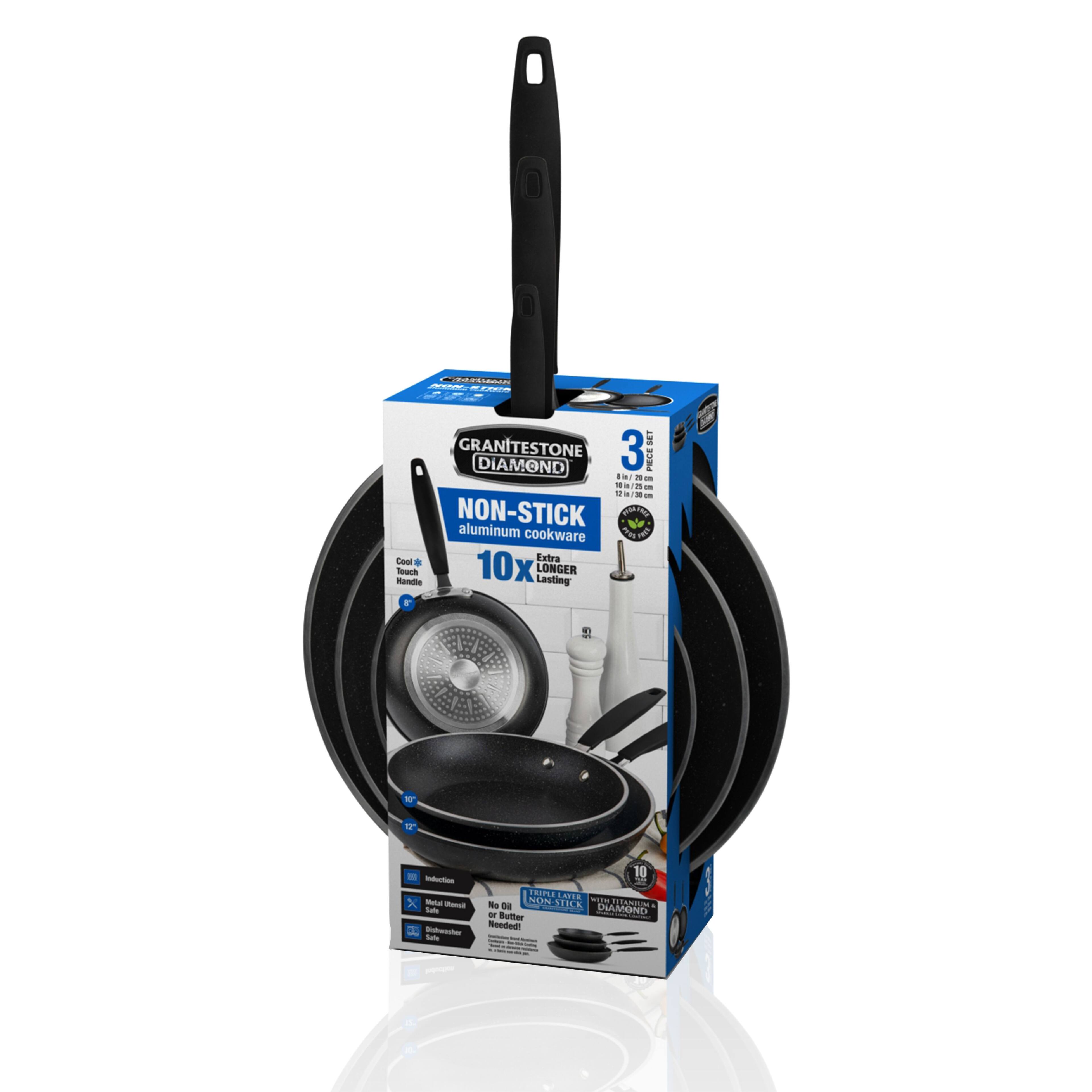 GRANITESTONE DIAMOND
NON-STICK aluminum cookware
Extra Longer
10x Lasting
10 Piece
Non-Stick
Butter or Oil Needed