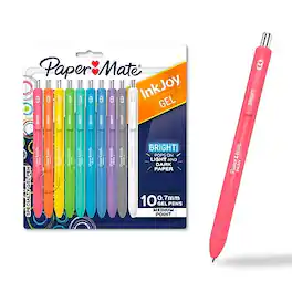 Paper Mate - InkJoy Bright Retractable Gel Pen, Medium Point, 0.7mm, Assorted Bright Color Inks, 10/Pack (2173764)