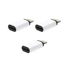 Qixxronics - USB Type C Female to Lightning Male Adapter For iPhone 14/13/12/11/XR/XS/SE3 (3-PACK) - White