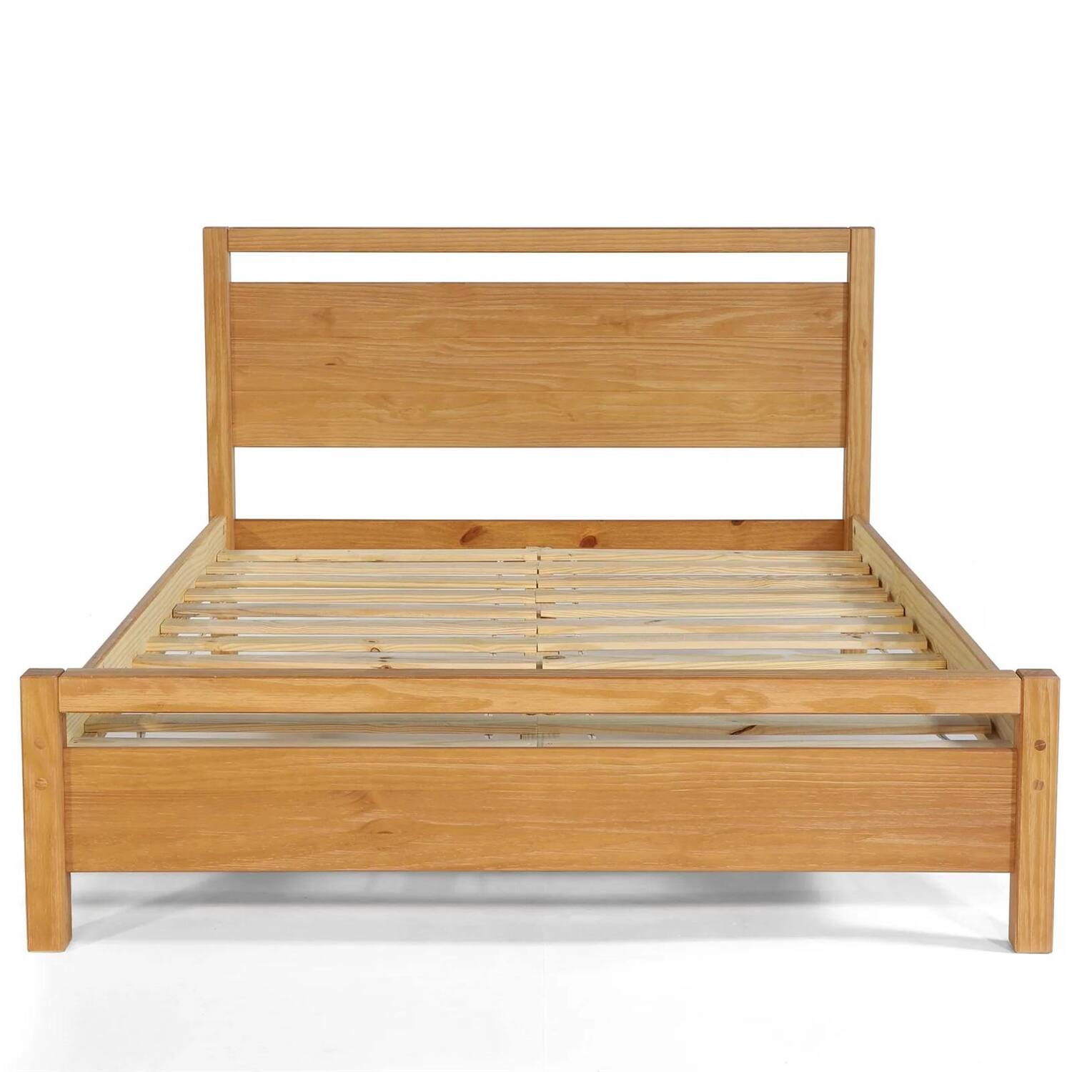 Back. Hivvago - Hivvago King size Farmhouse Solid Wood Platform Bed Frame with Headboard Footboard - Brown.
