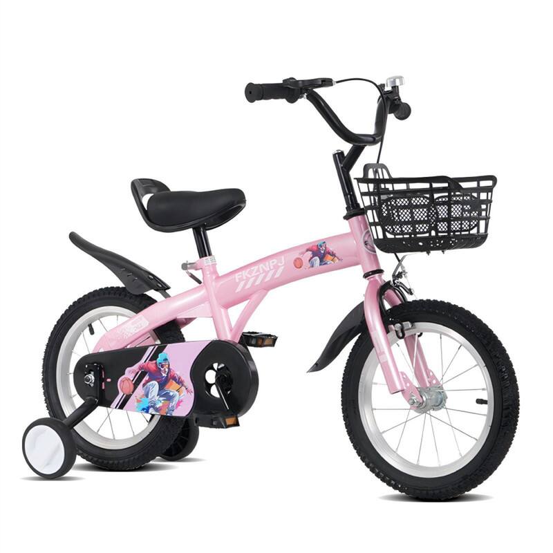 HTUTWOO - 16 Inch Sporty Kids Bike - Training Wheels & Stand, Adjustable Saddle, For Boys & Girls Aged 4-8 (Height 41-53 Inches) - Pink