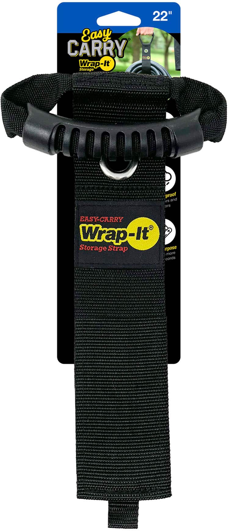 Wrap-It Storage - Easy-Carry Strap - 22-inch - Hook and Loop Carrying Strap with Handle and Grommet - Black - Angle_Zoom