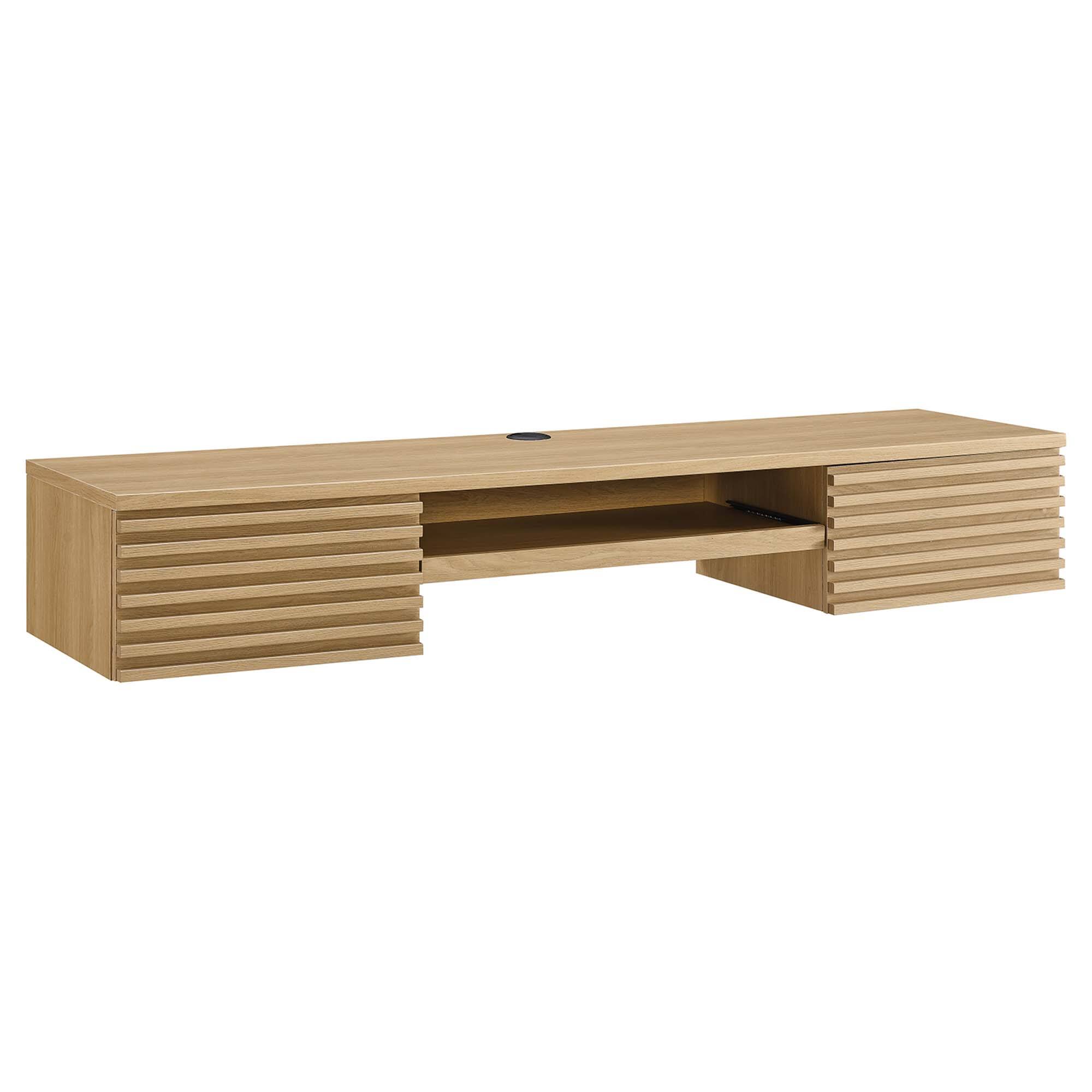 Angle. Modway - Render Wall Mount Wood Office Desk by Modway - Oak.