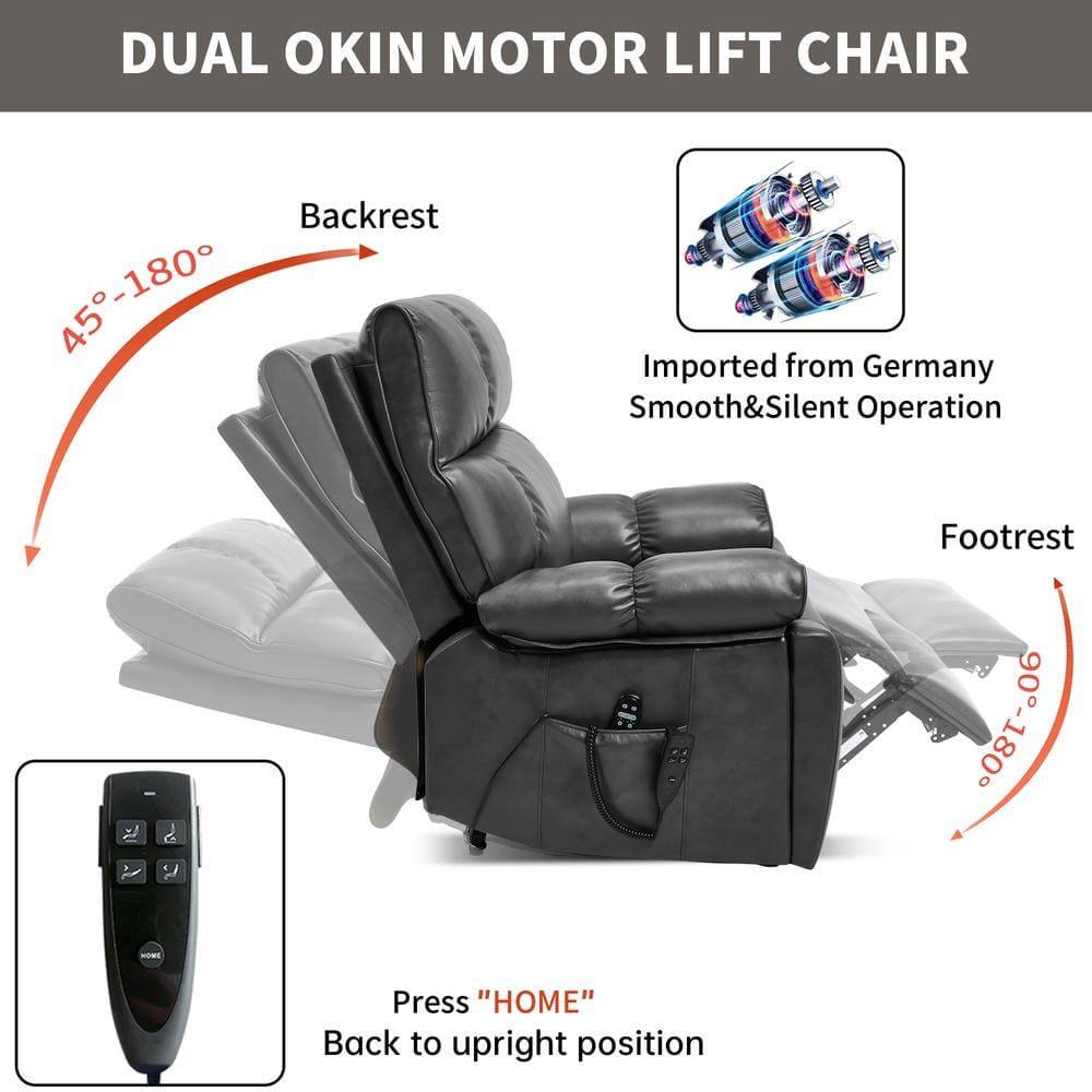 DUAL OKIN MOTOR LIFT CHAIR

- Backrest: 45°-180°
- Footrest: 90°-180°

Imported from Germany
Smooth & Silent Operation

Press "HOME" to return to upright position