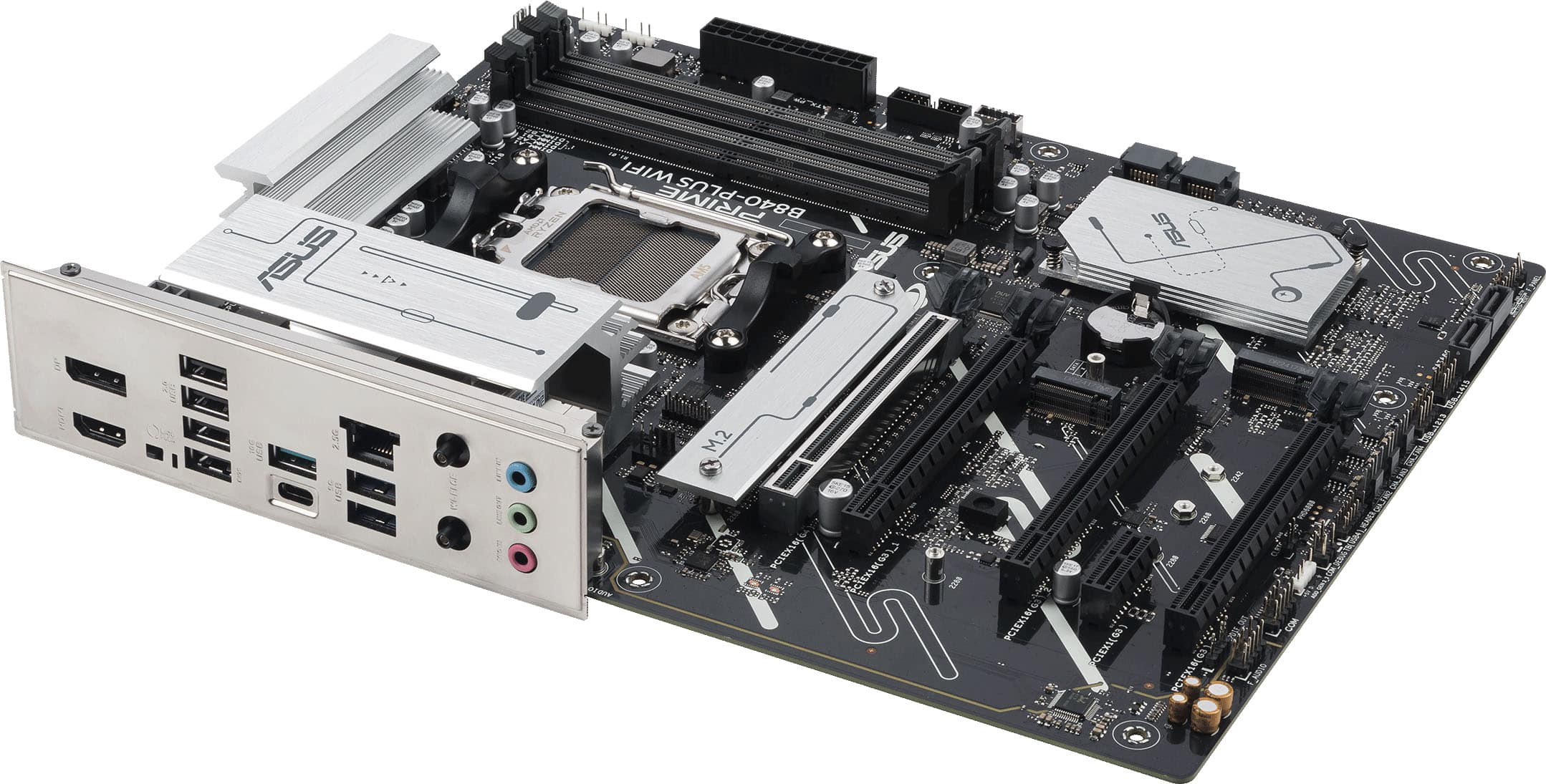 The text on the image reads: "ASUS ao0 EETI I WIFI US B840-PLUSWIFI PRIME B840-PL RYZEN 14 M.2 PCTEX14 Flexi B 13R as I 2098 PCTEX14 (ex21 CTEXIAL B 13R as I 3 MOVAMENTO COM TS Pd A)."