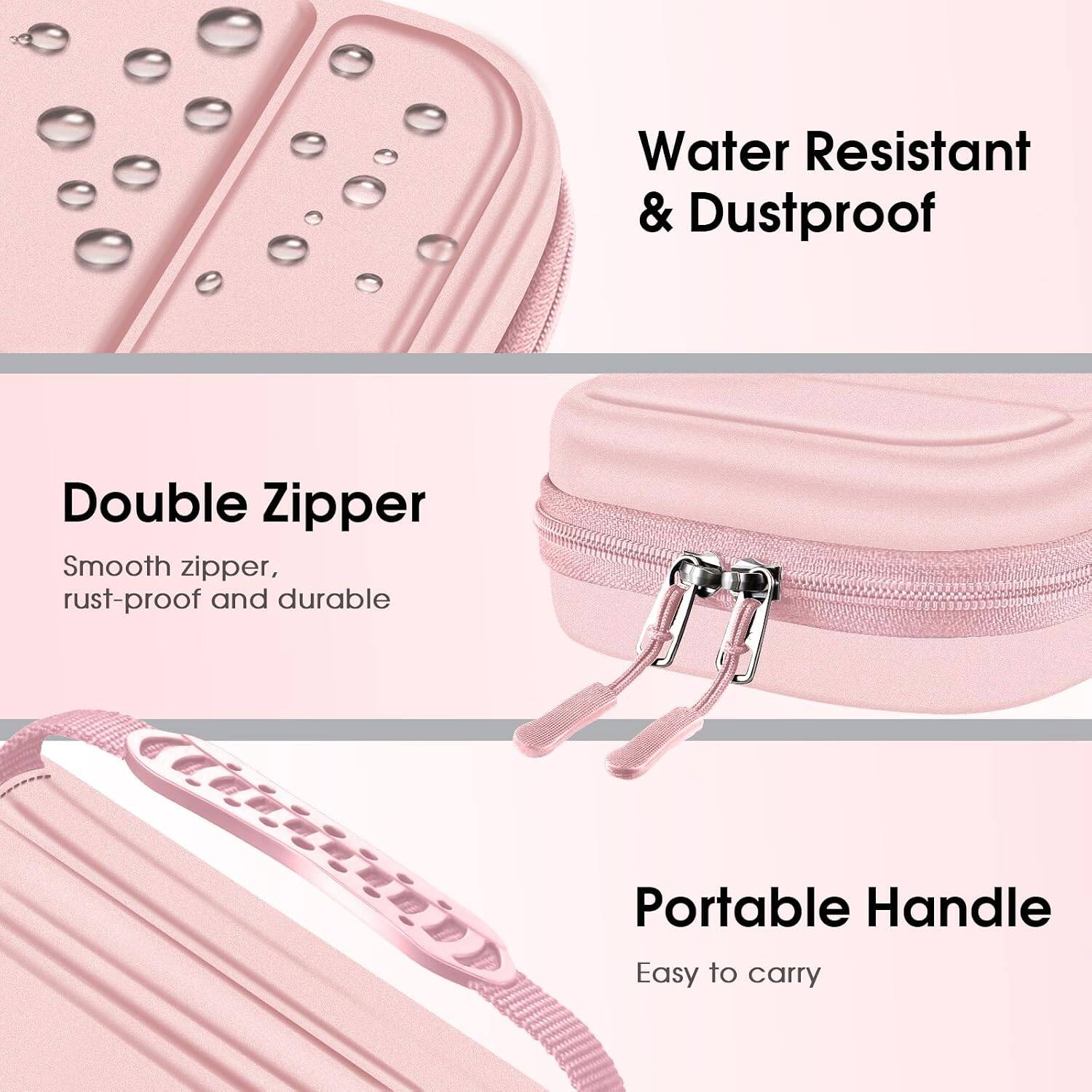 Water Resistant & Dustproof

Double Zipper
Smooth zipper, rust-proof and durable

Portable Handle
Easy to carry