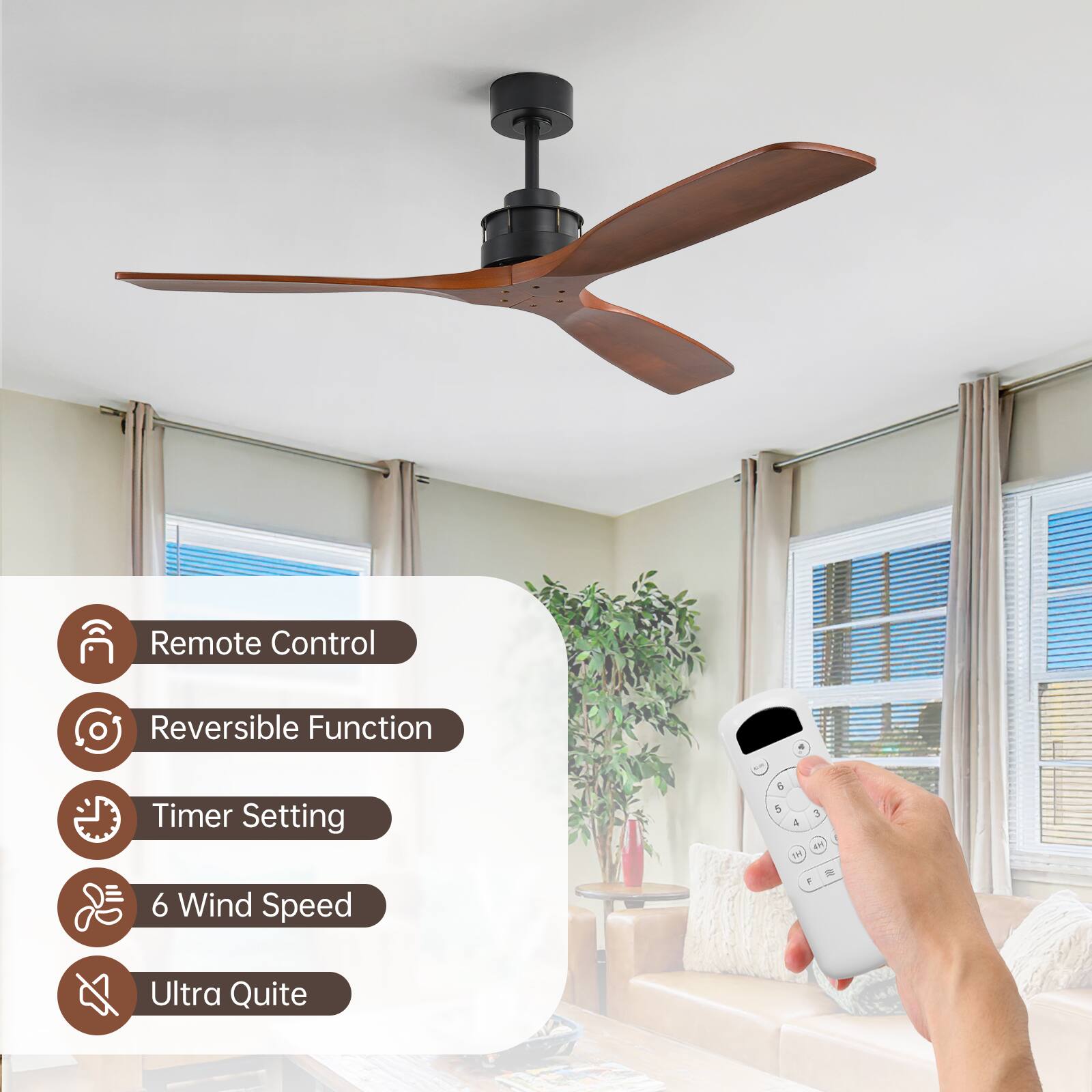 Remote Control  
Reversible Function  
Timer Setting  
6 Wind Speed  
Ultra Quiet