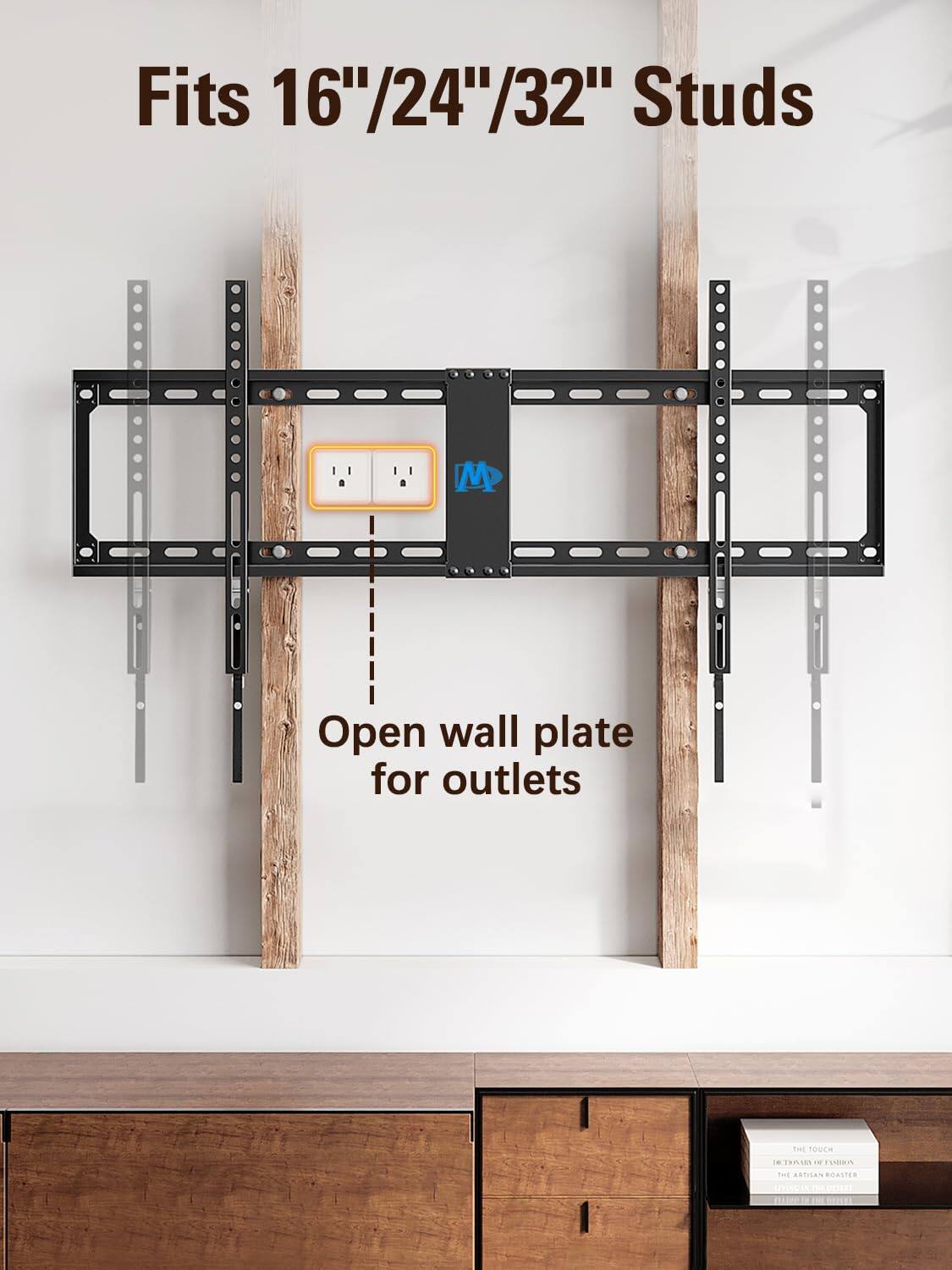 Fits 16"/24"/32" Studs

Open wall plate for outlets