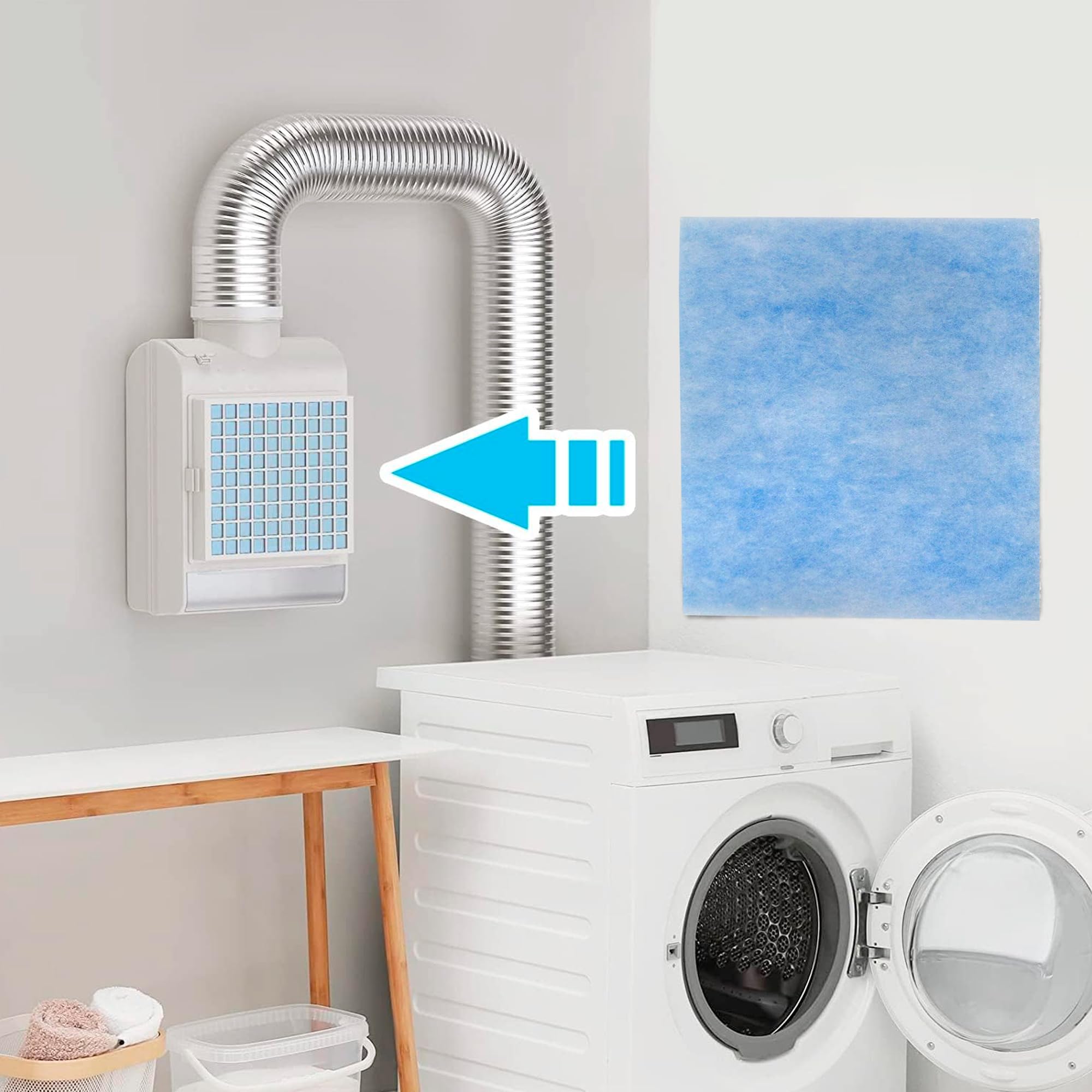 Alt View 3. HQRP - 12-Pack Dryer Vent Polyester Filters for BetterVent ADR1BVC, FUNMAS 30861 - 7 x 8.25 in.
