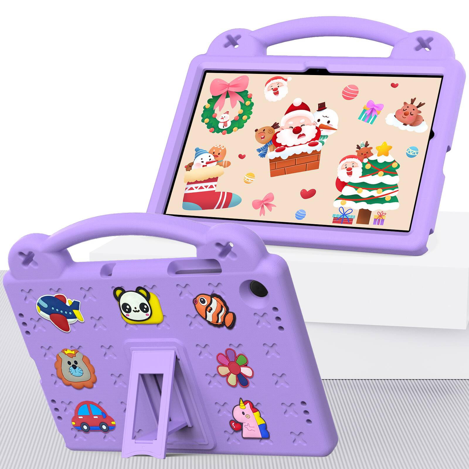 Angle. UUCOVER - Kids Case for Samsung Galaxy Tab A11+ 11-inch 2025 (SM-X230/X236/X238),Shockproof EVA Case Handle Adjustable Stand Cover - Purple.