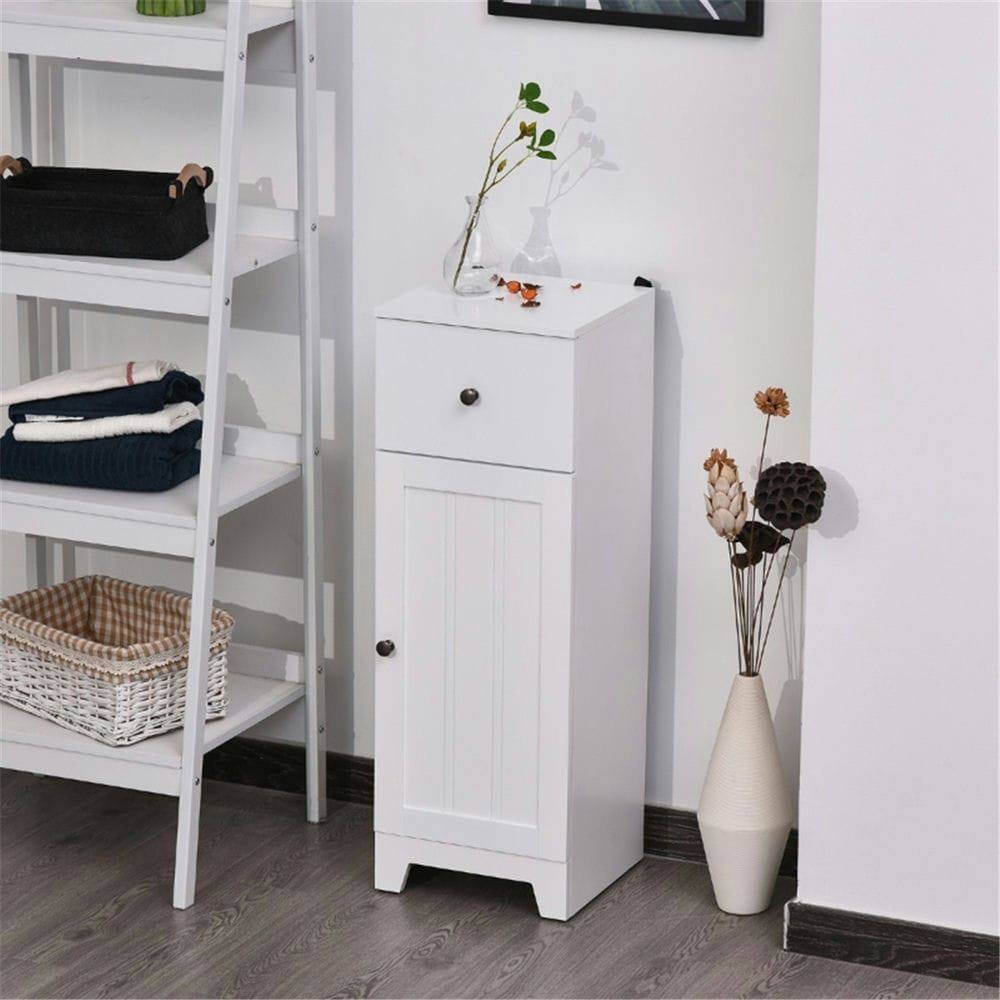 Front. Kadyn - Paper Cabinet, Side Table, Bathroom Cabinet, Free Standing Wooden Storage Cabinet for Bathroom, Living Room, Entryway - White.