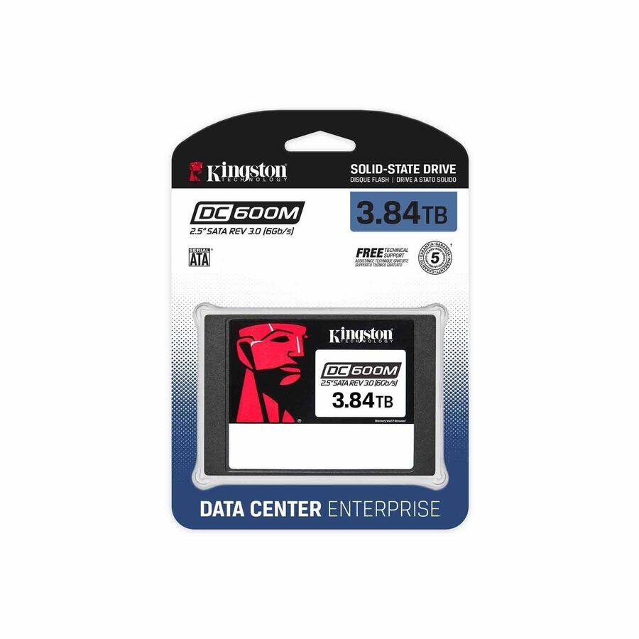 Kingston TECHNOLOGY DC 600M 2.5"SATA REV 3.0 [6Gb/s] SERIAL ATA SOLID-STATE DRIVE DISQUE FLASH I DRIVE A STATO SOLIDO 3.84TB FREE TECHNICAL SUPPORT 5 YEARS Kingston DC 600M 2.5"SATA REV 3.0 1SGo/ 3.84 TB DATA CENTER ENTERPRISE