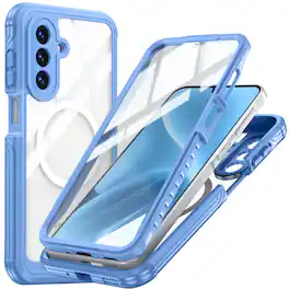 Dteck - 360 Full-Body Case for Samsung Galaxy A17 5G with Built-in Screen Protector, Magnetic Rugged Shockproof Protective Cover - Blue