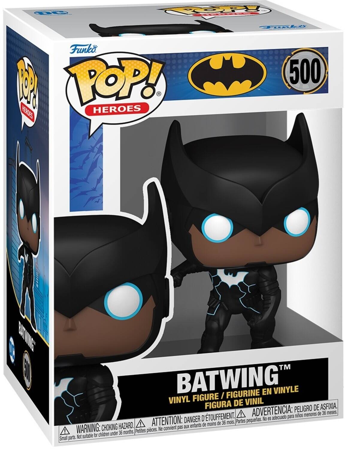 16 TOOPY o Funko W POP! - HEROES HEROES Topke 500 BATWNG TM BATWING" FIGURINE EN VINYLE FIGURE I VINYL DE VINIL FIGURA PELIGRO DE ASFIXIA. D'TOUFFEMENT. ADVERTENCIA: para nios menores de 36 meses. DANGER pequerias. No es adecuado HAZARD. ATTENTION: aux enfants de moins de 36 mois. Partes WARNING: CHOKING Petites pieces. Ne convient pas children under 36 months, Not suitable for Small parts.