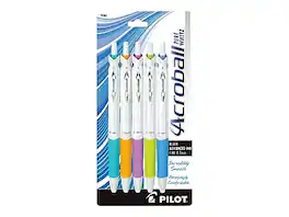 Pilot - Acroball PureWhite Advanced Ink Retractable Ballpoint Pens, Fine Point, Black Ink, 5/Pack (31861)