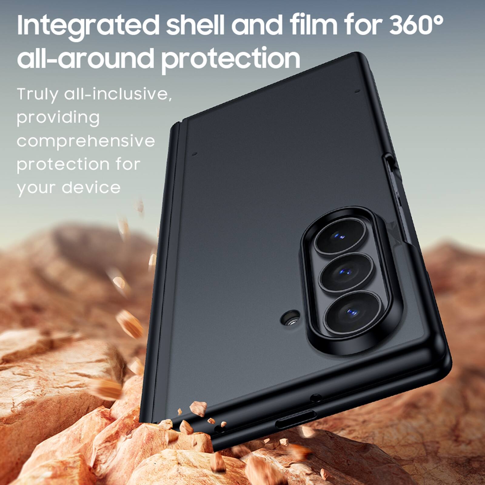 Integrated shell and film for 360° all-around protection

Truly all-inclusive, providing comprehensive protection for your device