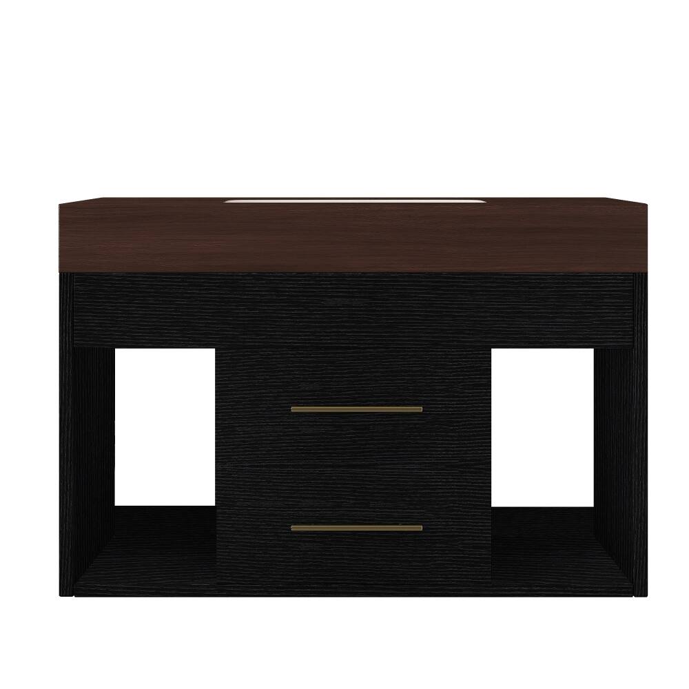Alt View 4. Loheer - Loheer 29.9 inch floating bathroom vanity Sintered Stone Top Wall Mounted - Black, Walnut.
