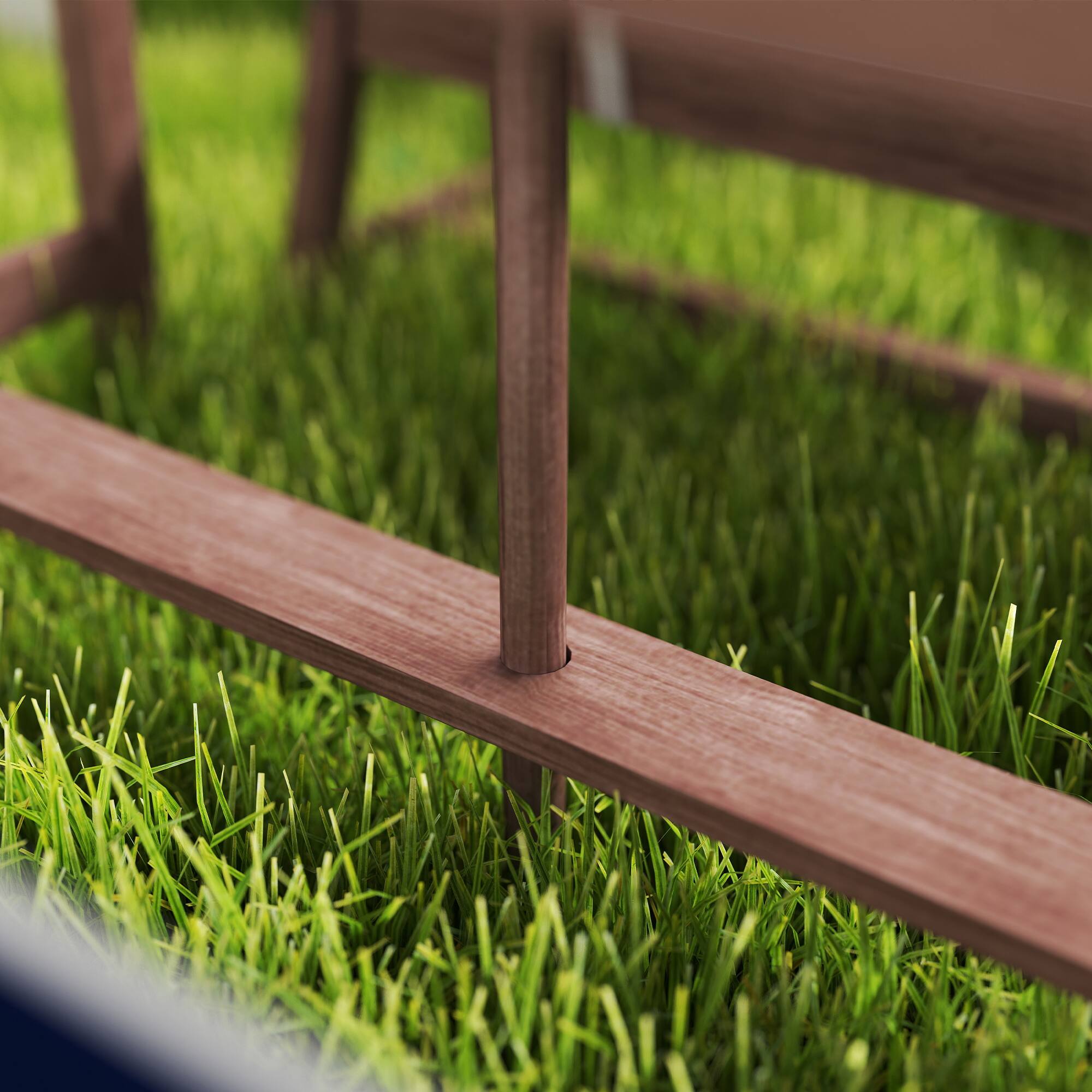 Alt View 4. Qaba - Kids Picnic Table, Outdoor Wooden Table & Bench Set with Cushions and Umbrella, Children Backyard Furniture - Blue.