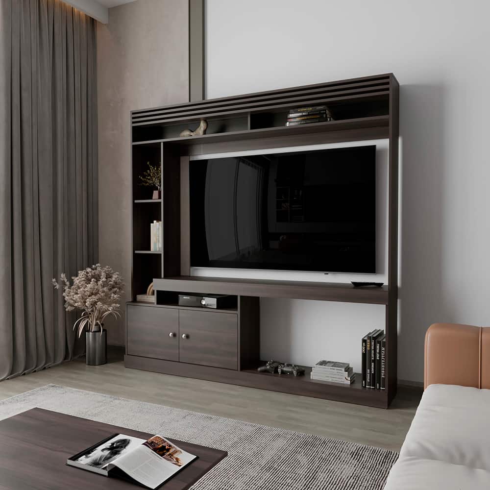 APRILSOUL - Flagler Entertainment Center Dark Walnut - Brown