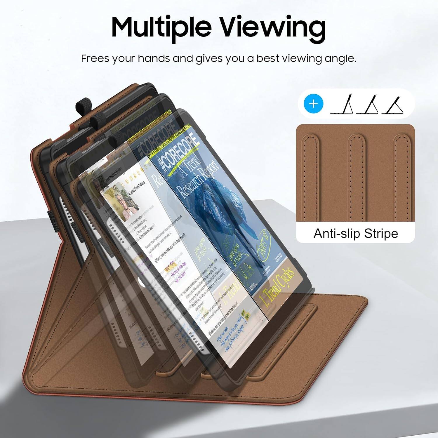 Multiple Viewing  
Frees your hands and gives you a best viewing angle.

#CORECORE! #CORECORE!  
Trend Presentation Notes Research Report

Anti-slip Stripe