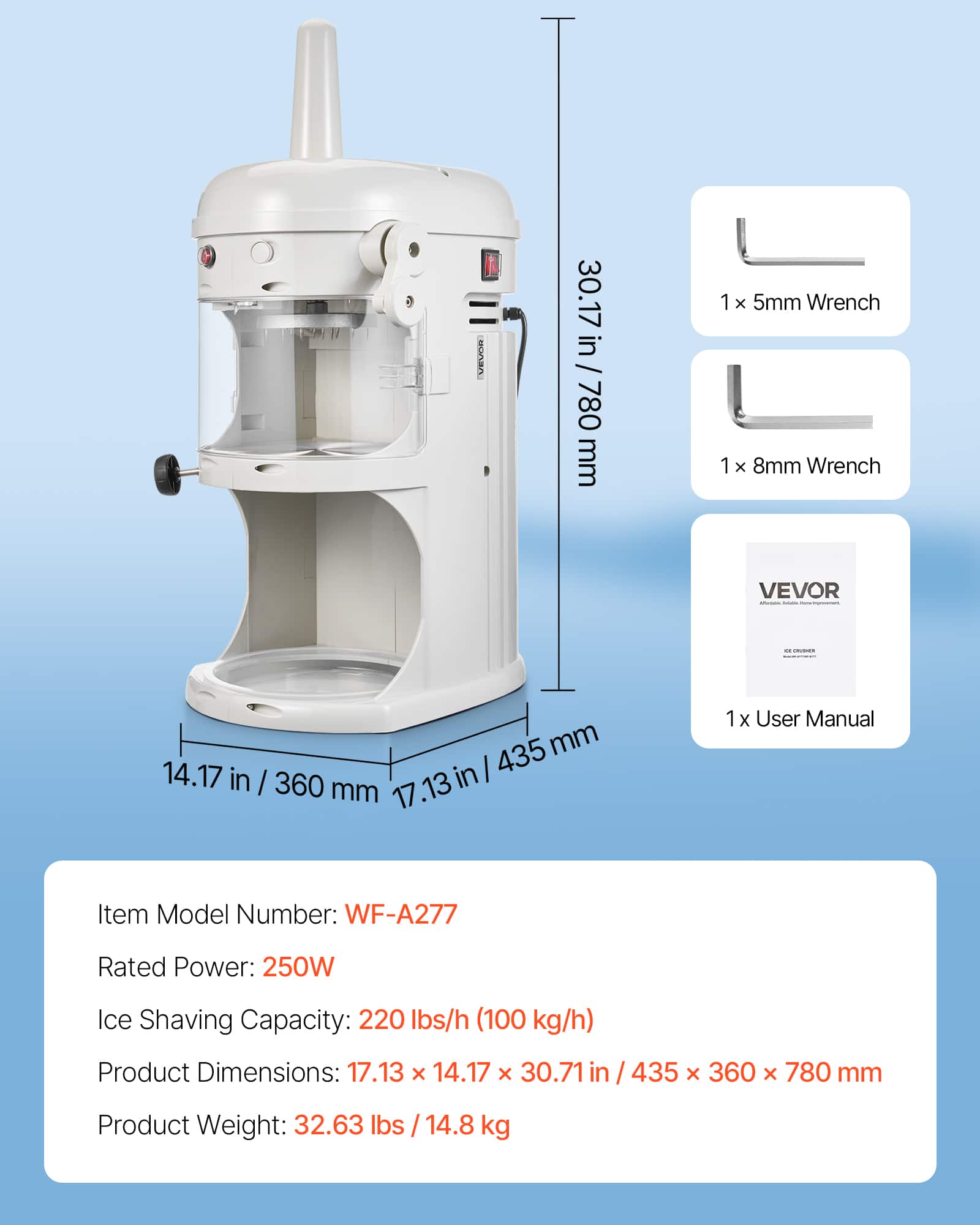 ハイガー産業 Ice Slicer ホワイト ハイガー 電動かき氷機 業務用 アイススライサー 替刃ベルト付 WF-B188