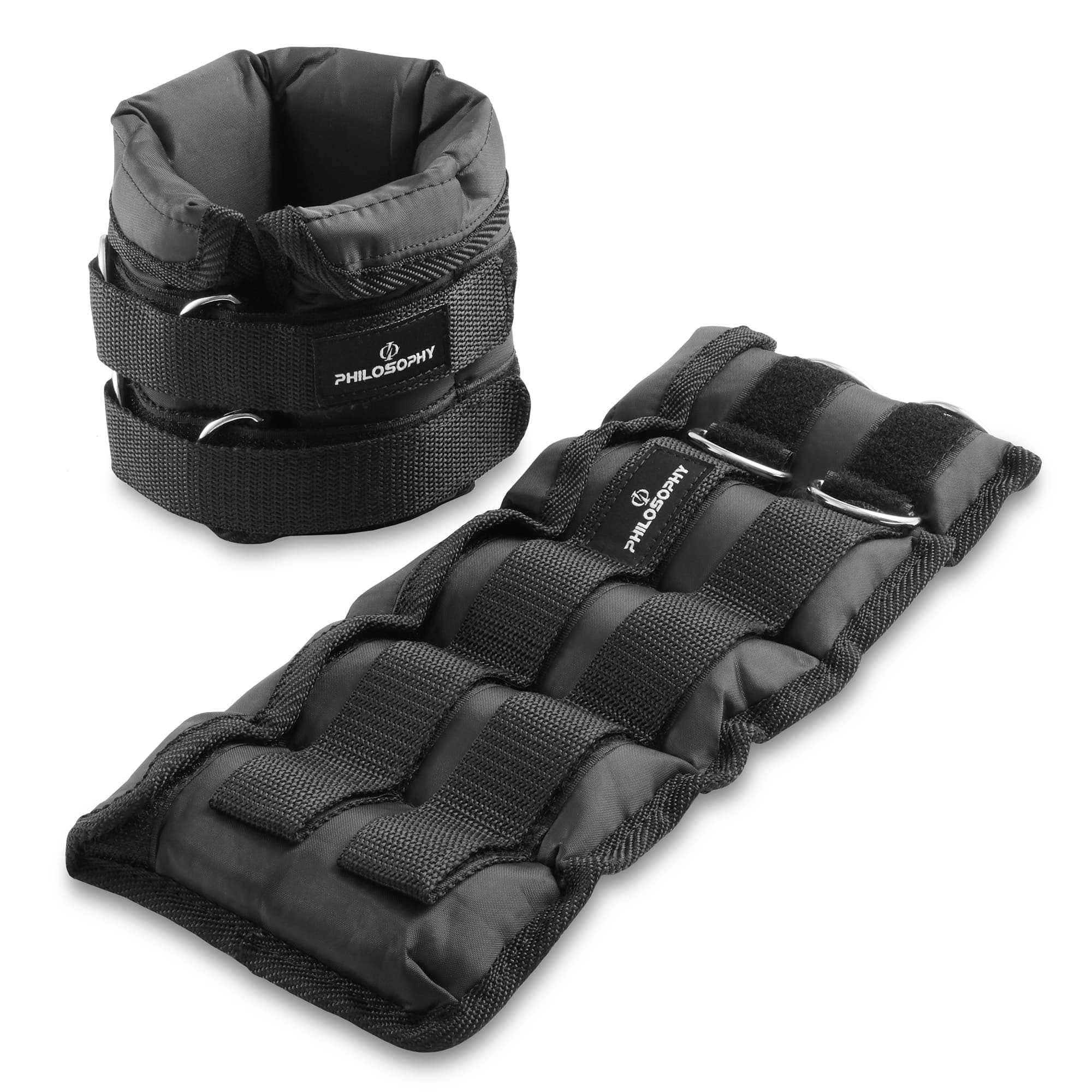 Philosophy Gym - Adjustable Ankle Wrist Weights Pair - Set with Removable Weights - Black