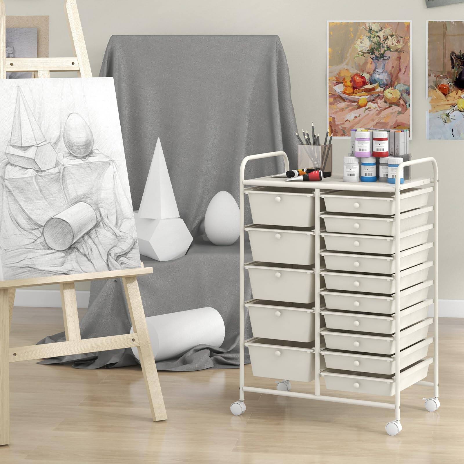 Alt View 8. Ecooso - 12-Drawer Rolling Utility Storage Cart with Drawers, Multi-Use Organizer with Wheels - White.