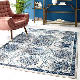 Modway - Entourage Kensie Distressed Floral Moroccan Trellis Area Rug - Ivory and Blue