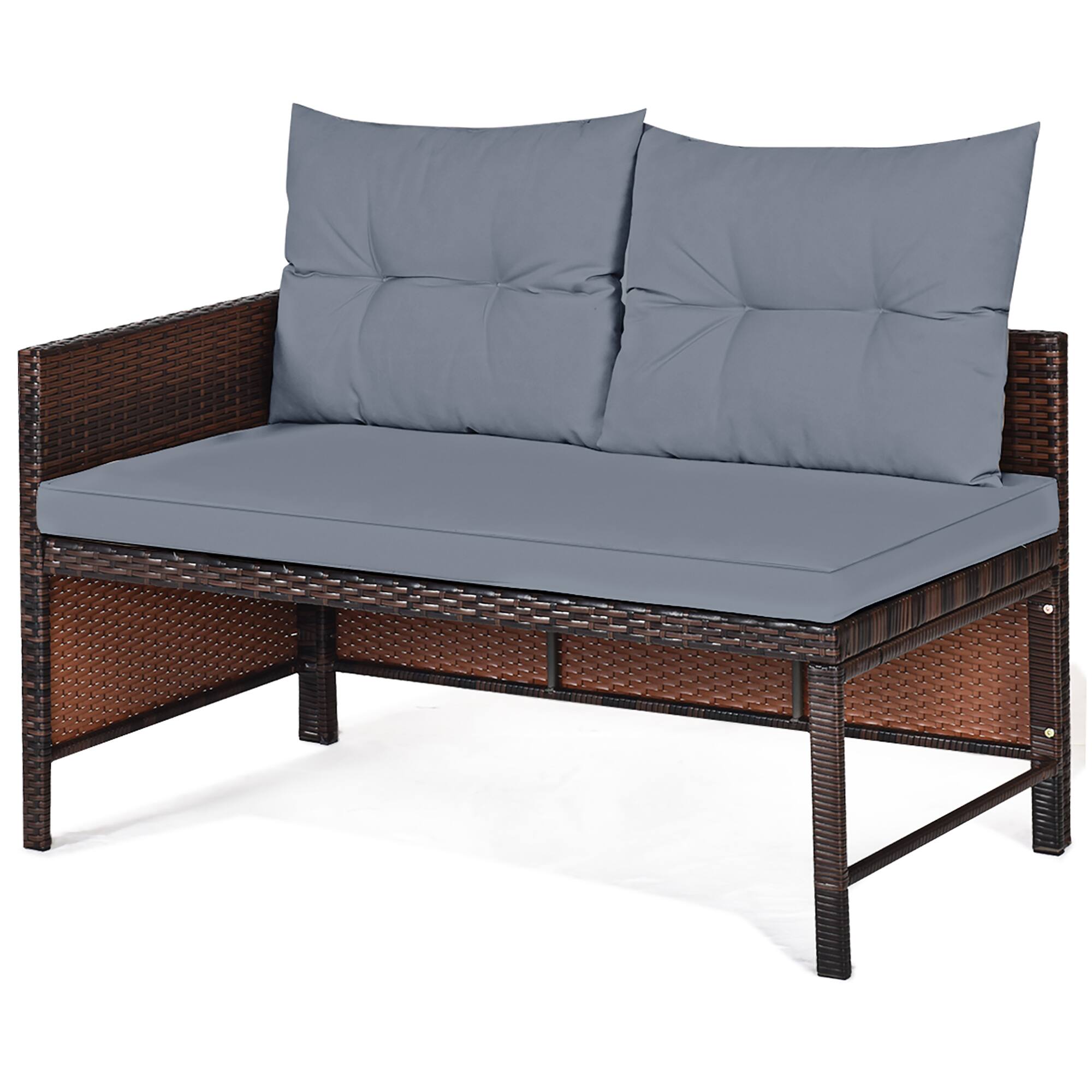 Alt View 3. Costway - Costway 3PCS Patio Wicker Rattan Sofa Set Outdoor Sectional Conversation Set Lawn Garden - Gray.
