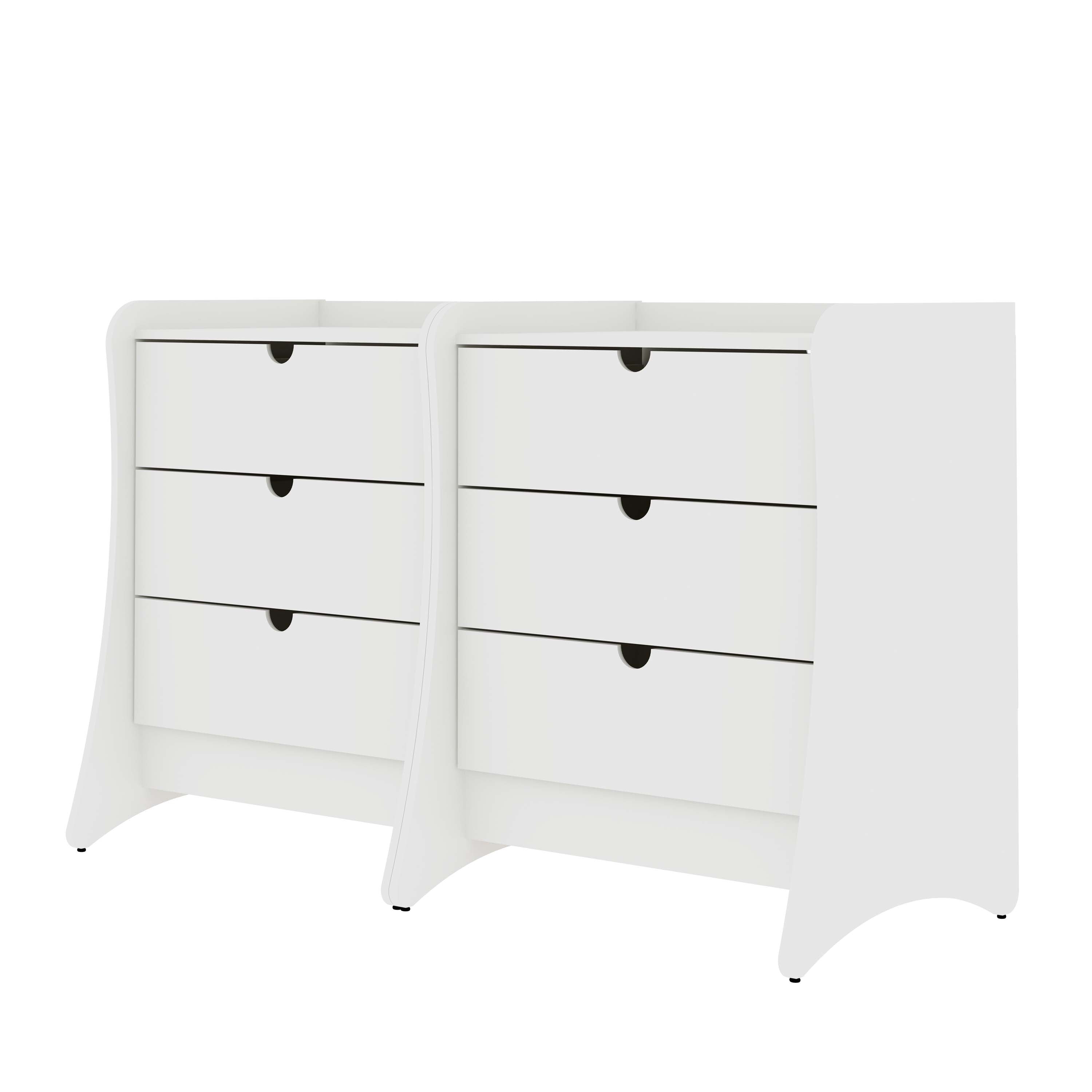 Alt View 1. Manhattan Comfort - Coney Mid-Century Modern 28" Nightstand - Set of 2 - White.