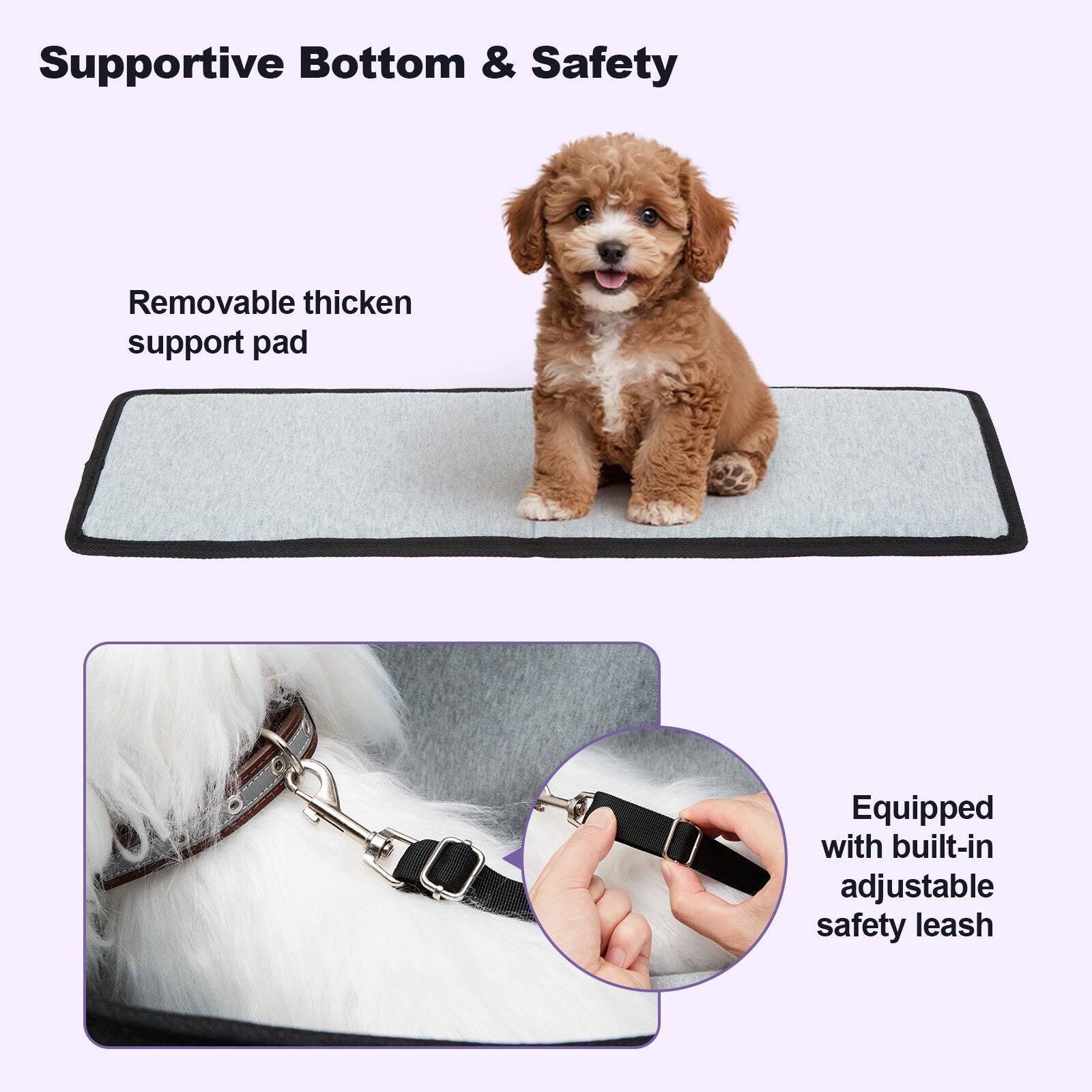 Supportive Bottom & Safety

- Removable thick support pad
- Equipped with built-in adjustable safety leash