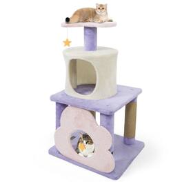 Kadyn - 31.5-Inch Cute Modern Multi-Level Cat Tree Kitten Tower - Purple