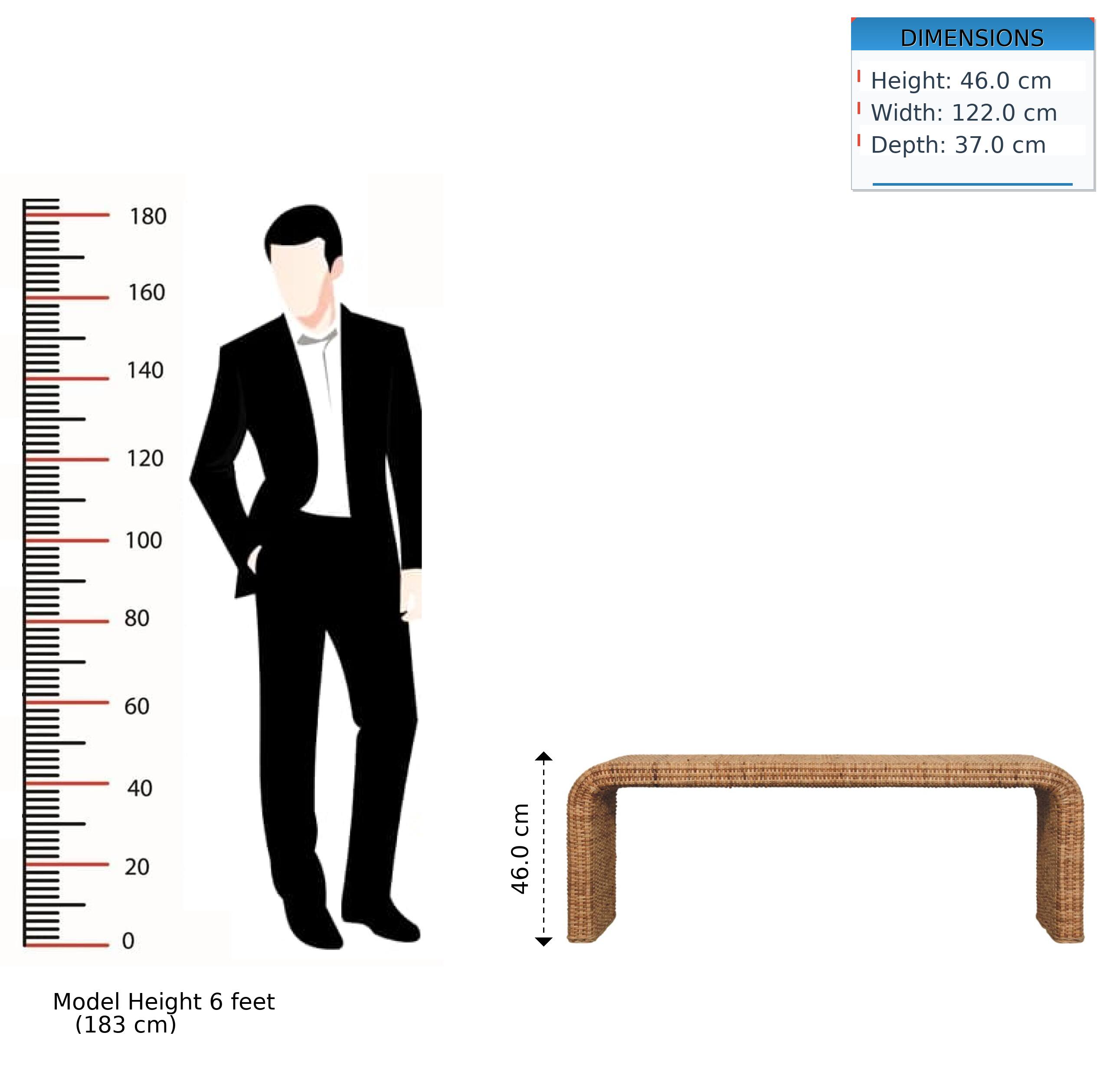 DIMENSIONS  
Height: 46.0 cm  
Width: 122.0 cm  
Depth: 37.0 cm  

Model Height: 6 feet (183 cm)