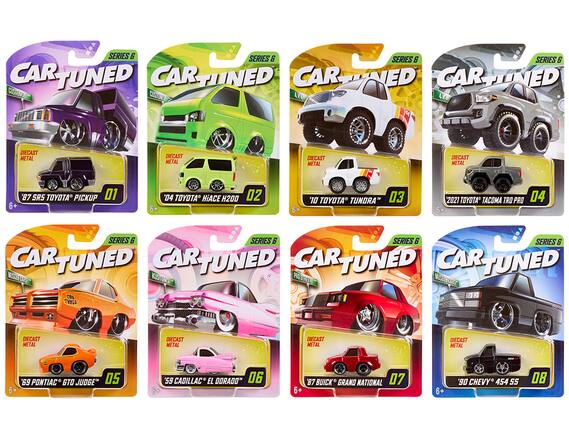 SERIES 6 CAR TUNED
DIECAST METAL
01 '87 SRS TOYOTA PICKUP
6+
SERIES 6 CAR TUNED
DIECAST METAL
02 '04 TOYOTA HIACE H200
6+
SERIES 6 CAR TUNED
DIECAST METAL
03 '10 TOYOTA TUNDRA
6+
SERIES 6 CAR TUNED
DIECAST METAL
04 '2021 TOYOTA TACOMA TRO PRO
6+
SERIES 6 CAR TUNED
DIECAST METAL
05 '69 PONTIAC GTO JUDGE
6+
SERIES 6 CAR TUNED
DIECAST METAL
06 '59 CADILLAC EL DORADO
6+
SERIES 6 CAR TUNED
DIECAST METAL
07 '87 BUICK GRAND NATIONAL
6+
SERIES 6 CAR TUNED
DIECAST METAL
08 '90 CHEVY 454 SS
6+