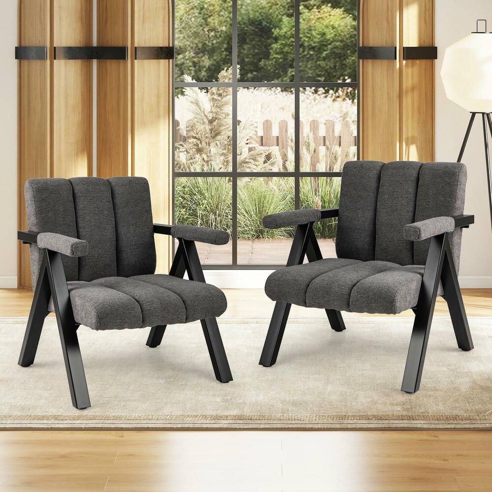 Alt View 4. Kadyn - Oversized Contemporary Accent Chair with Sturdy Metal Frame and Armrests, Gray - Gray.