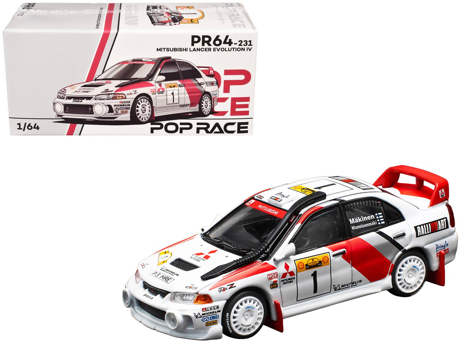 PR64-231  
MITSUBISHI LANCER EVOLUTION IV  
1/64  

POP RACE  

Makinen  
Mannisenmaki  

MICHELIN  
ENKEI  
NGK  
PIT STOP  
PROTOS  
CHP - CO  
RALLY ART  
Pringle  

MITSUBISHI  
MICHELIN  
ENKEI  
NGK  
PIT STOP  
PROTOS  
CHP - CO  
RALLY ART  
Pringle