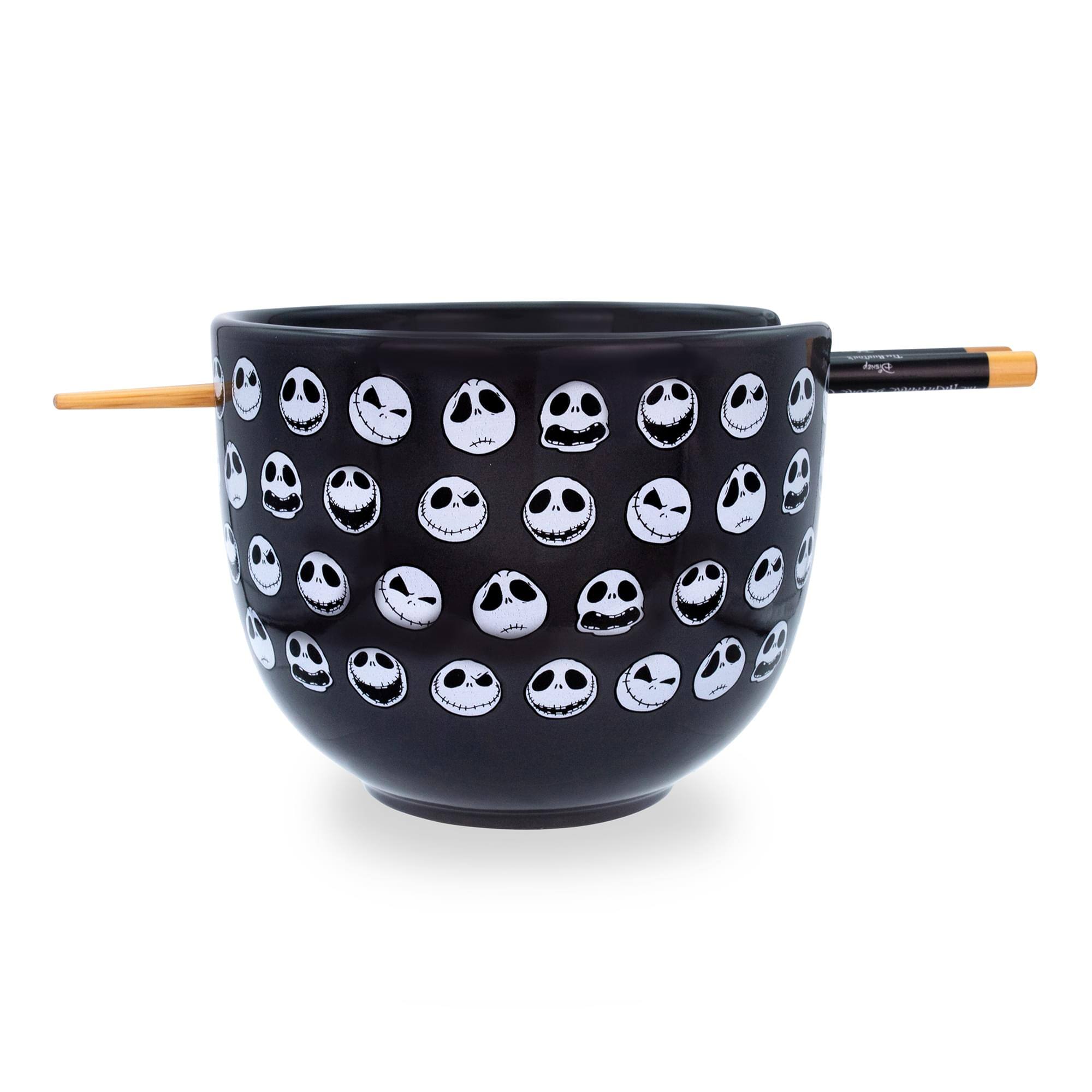 Front. Disney - Disney The Nightmare Before Christmas Jack 20-Ounce Ramen Bowl with Chopsticks - Black.