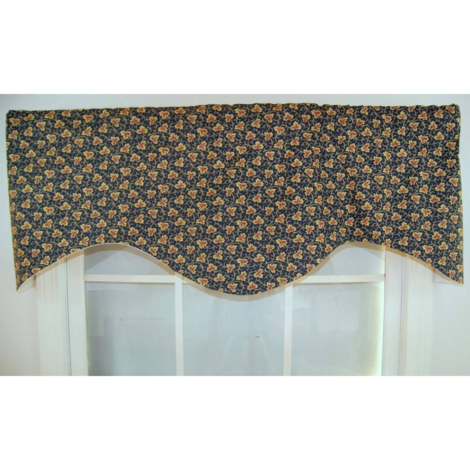 Angle. RLF Home - RLF Home Fenia Cornice 100% Cotton with Fully Lined 3" Rod Pocket Valnance for Windows 50" x 17" Blue - Blue.